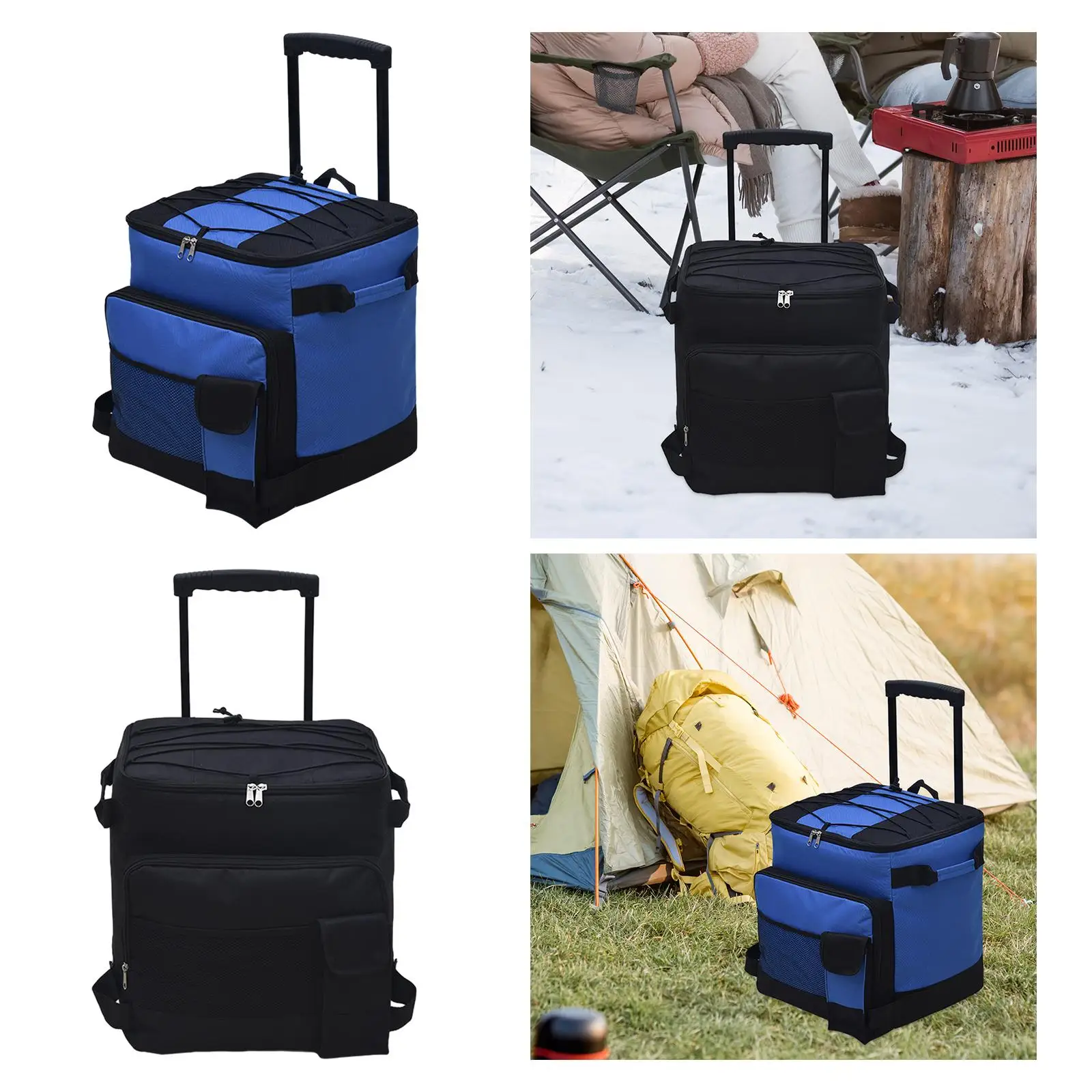 Rolling Cooler Cart Cooler Bag Insulated Portable Oxford Leakproof Wheeled Cooler Cool Bag for Office Parks Travel Cars Works view 6