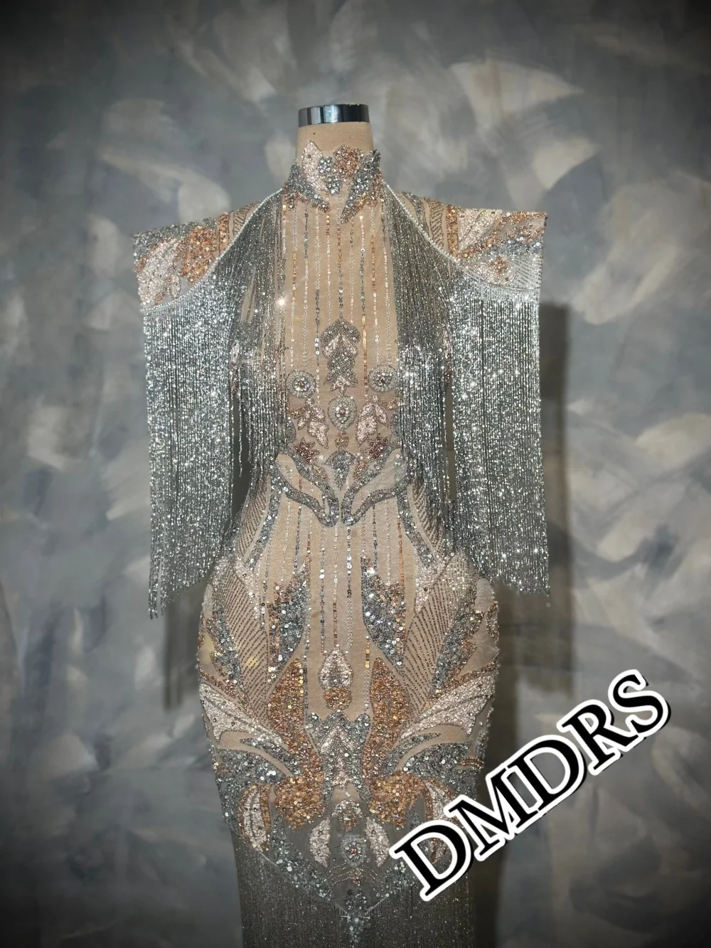 

DMDRS Luxurious Fringed Evening Dress 2026 Elegant Beaded Party Gown Exquisite A-Line Crystal Floor-Length Party Dresses