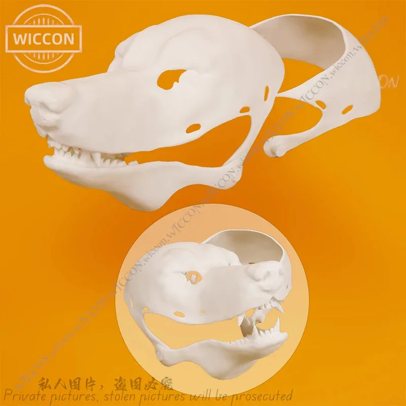 الجمجمة Canidae الجمجمة مفتوحة الفم فروي DIY قسم واقعي تأثيري هالوين زي الجمجمة الدعامة هالوين حفلة امرأة رجل #1