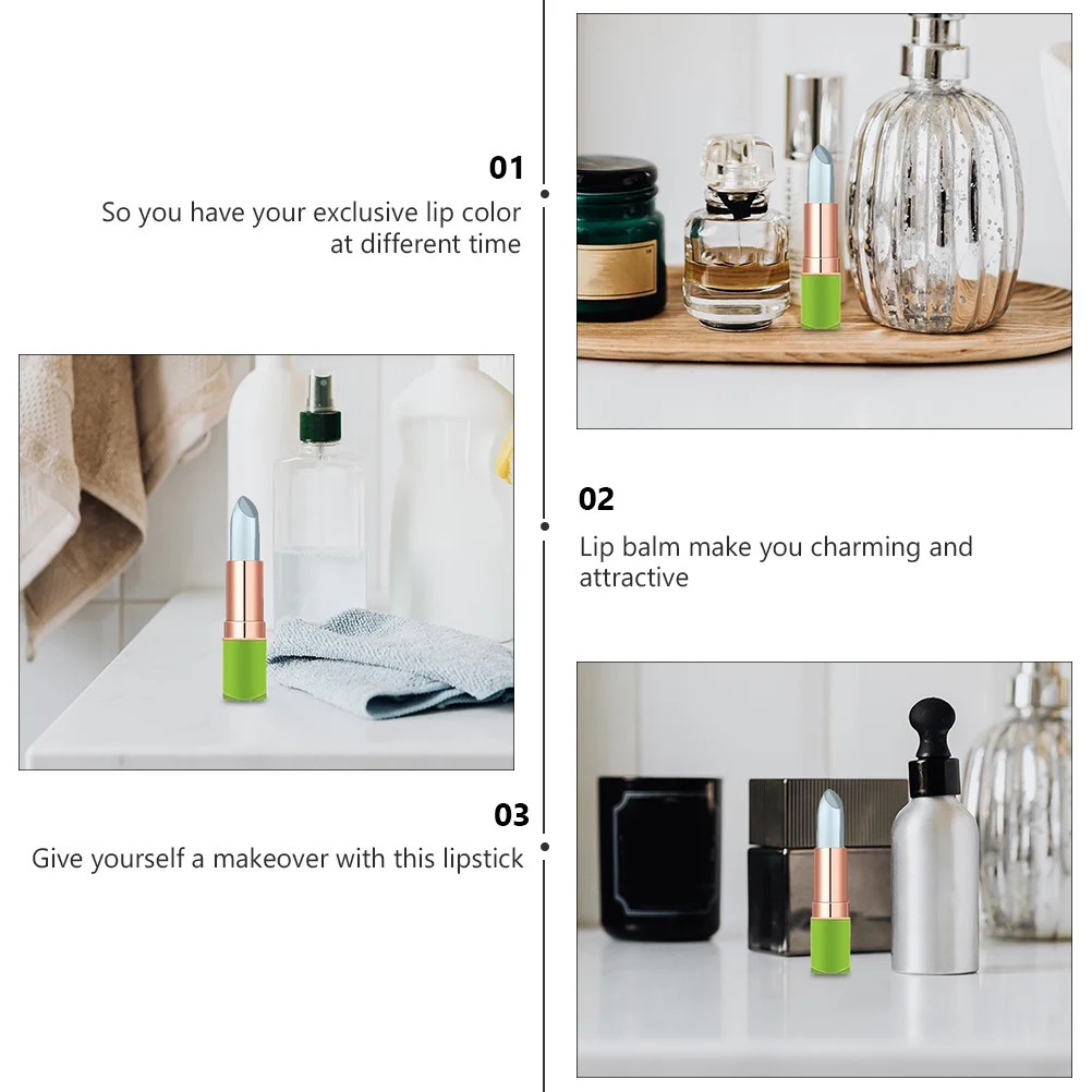 2Pcs Temperature changing Lipstick Aloe Moisturizing Gloss Plastic Beauty Tool Repair Dryness Cracks Hydrating Lip Balm Skincare