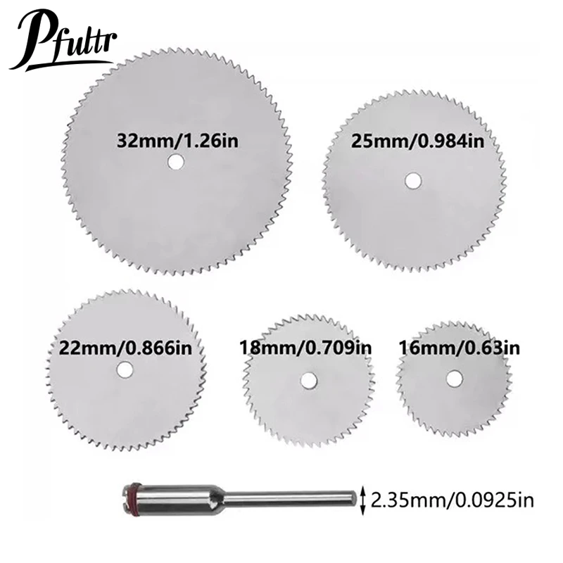 

6Pcs/set Stainless Steel Slice Metal Cutting Disc With 1 Mandre For Rotary Tools 16 18 22 25 32mm Cutting Disc Hand Tools