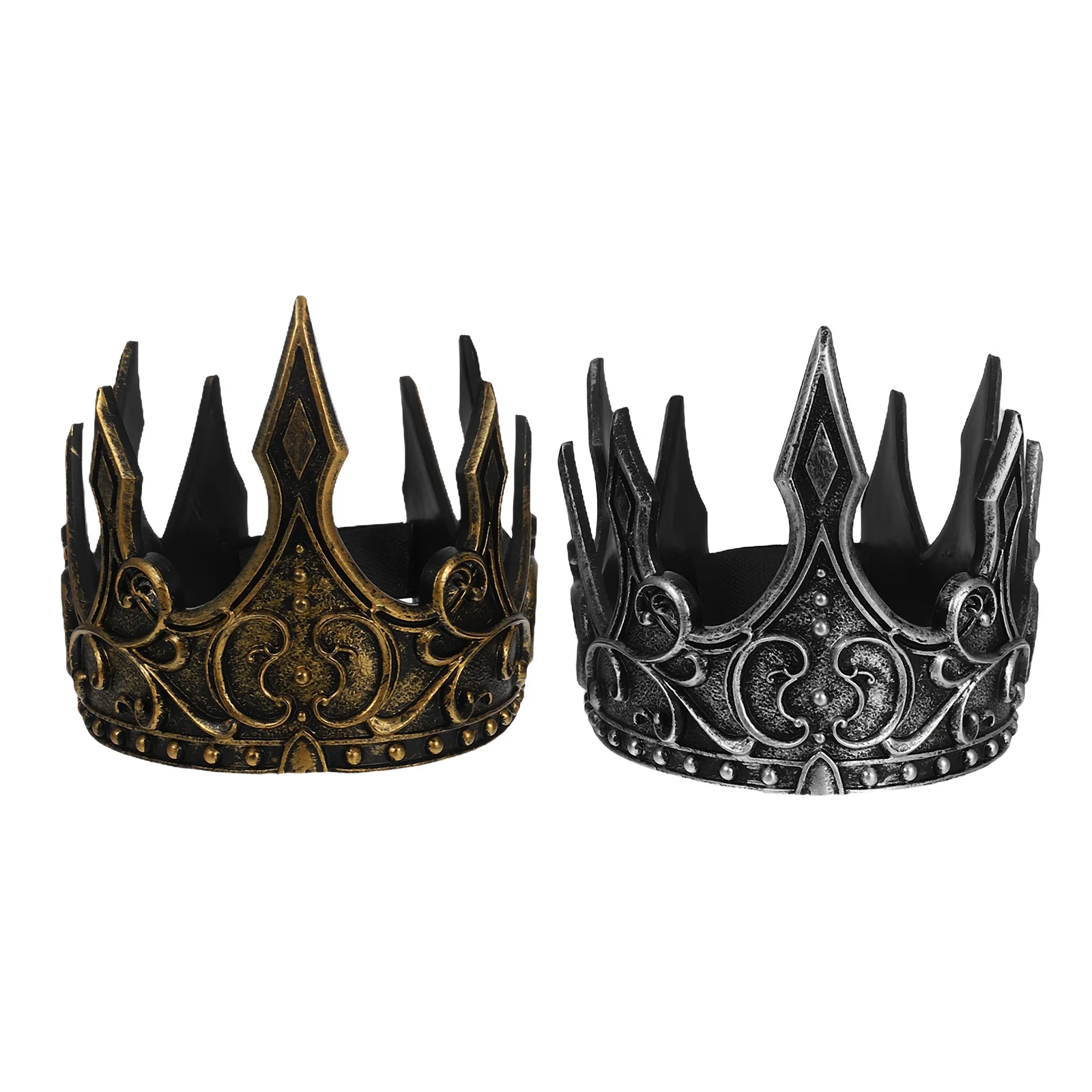 

2pcs Crown Pu Medieval Royal Headband Cosplay Crown Adjustable For Men Cosplay Party Wedding Decoration Headdress