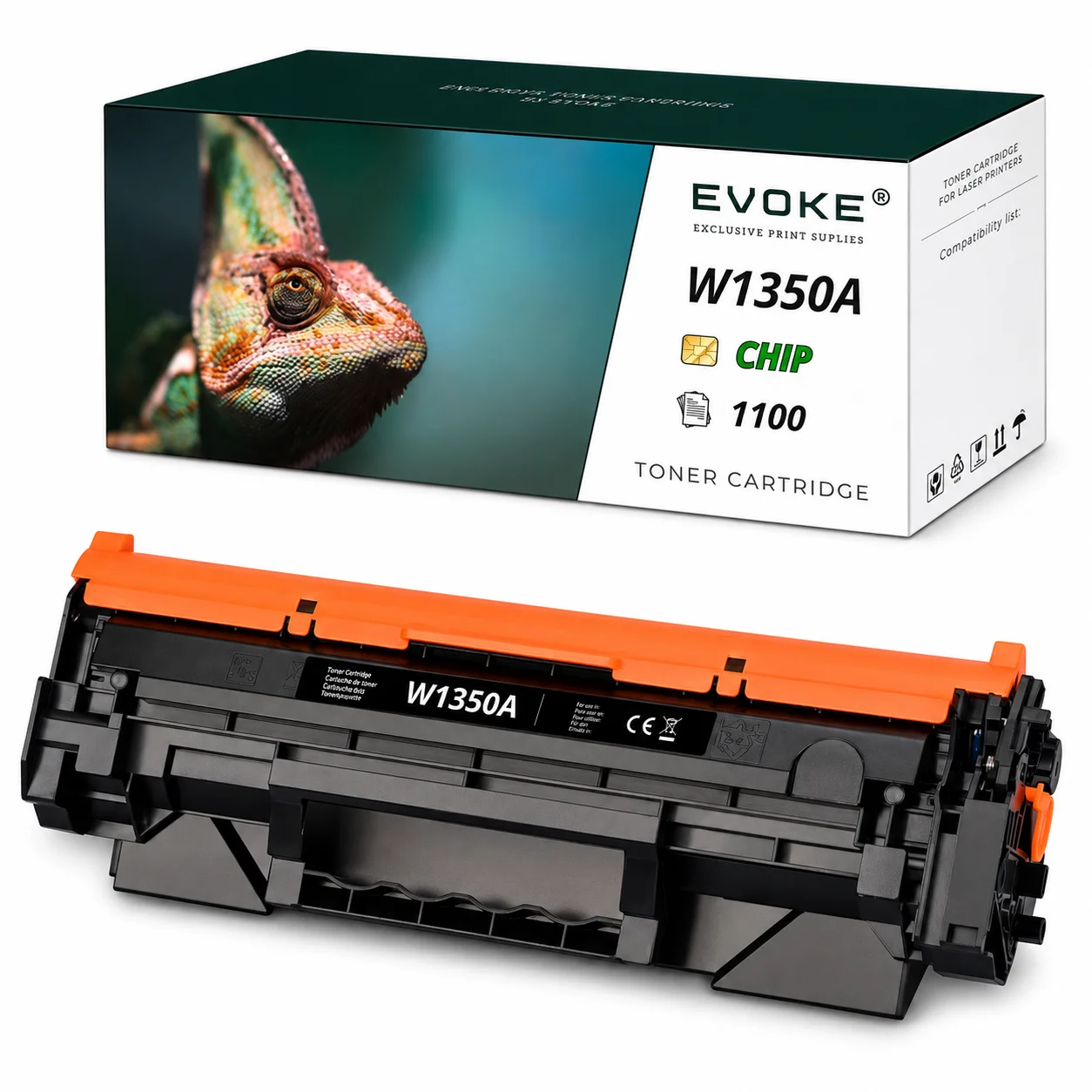 Evoke Compatibele Toner voor Hp W1350A + Chip 135A Zwart met Chip 1100 Pagina's Laserjet M209Dw Mfp M234Dw M234Sdw M234Sdn