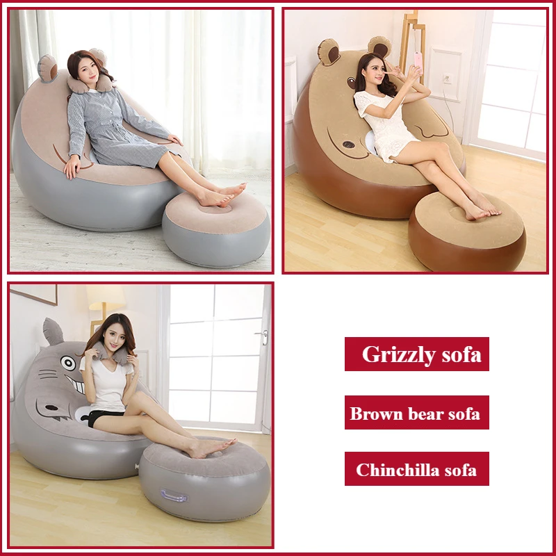 Inflatable lazy sofa reclining portable single bear sofa