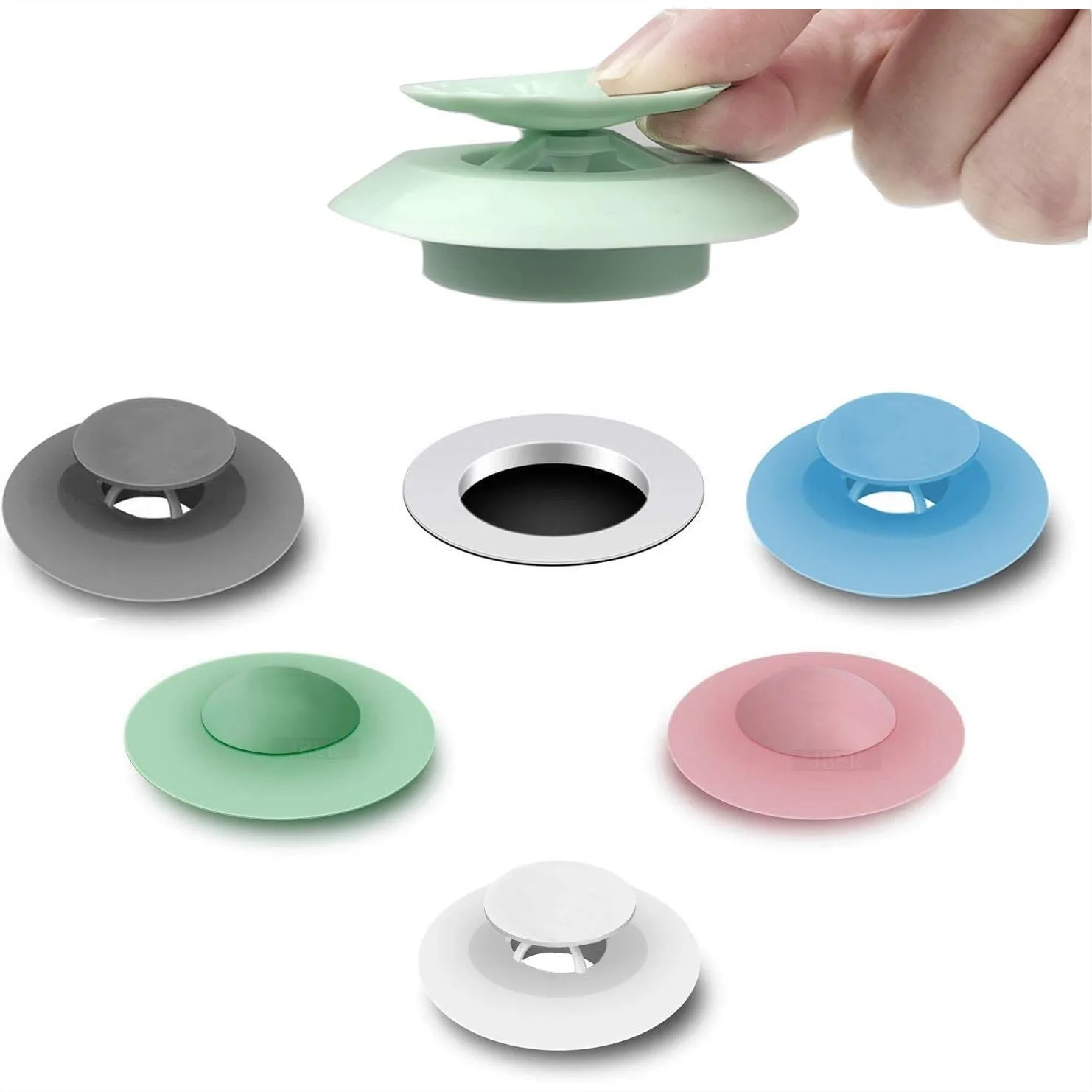 

Silicone Bathtub Drain Stopper and Hair Catcher - 5 Pack, Easy Install and Clean, Protects Drains from Clogs
