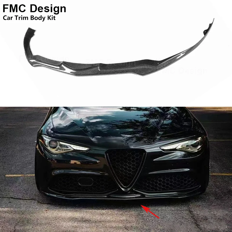 Carbon Fiber Car Front Bumper Splitter Front Lip Chin Spoiler Diffuser For Alfa Romeo Giulia Sport Parts Upgrade Body kit