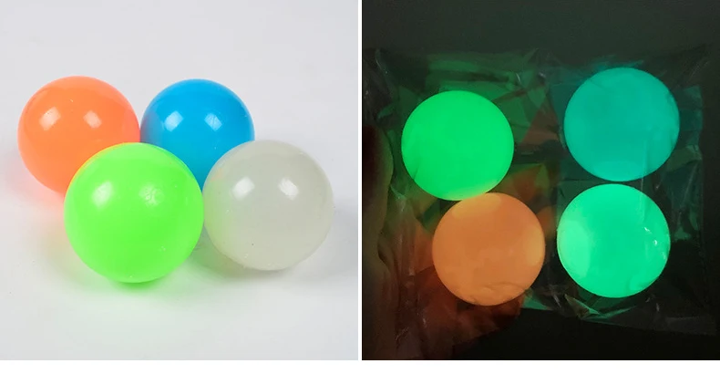 3/6Pcs Sticky Wall Balls Ceiling Balls Stress Relief Luminous Fun Decompression Sticky Ball Anxiety Relief Glowing Ceiling Balls