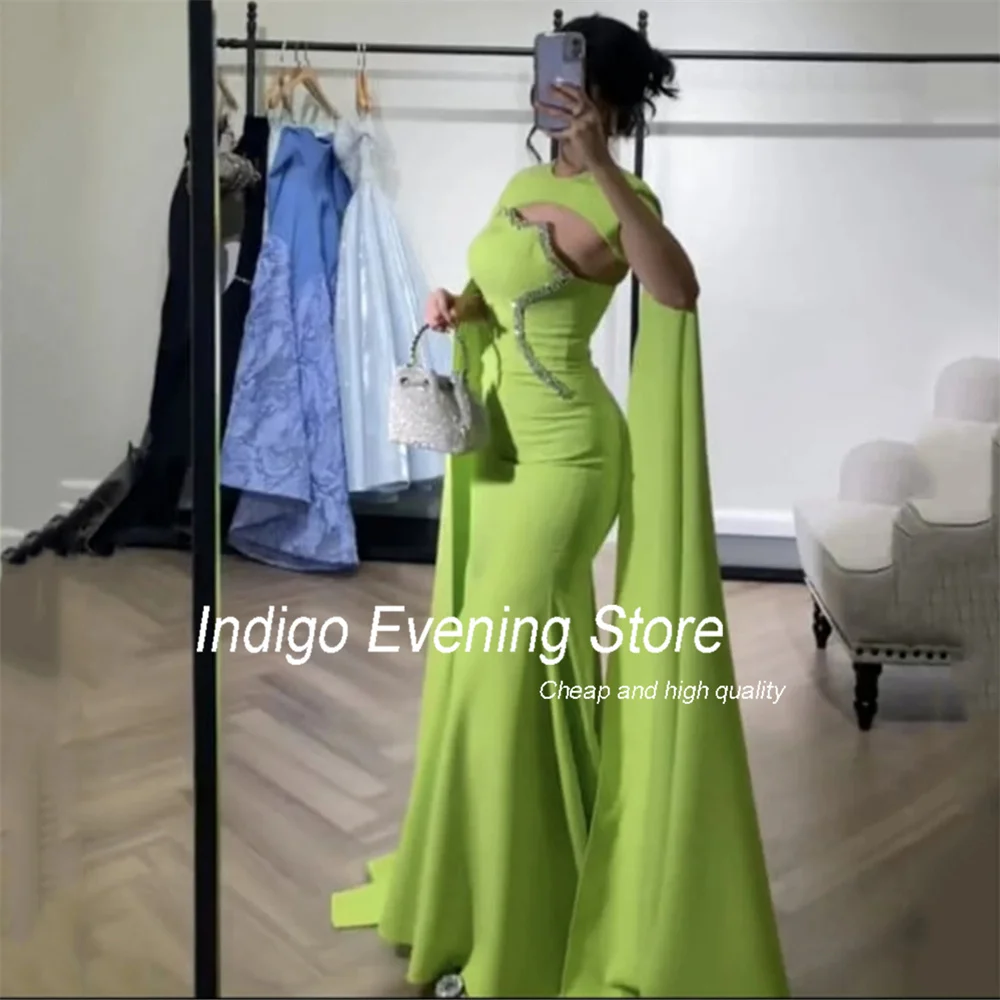 Indigo Prom Dress Mermaid Strapless Cloak Beading Floor-Length Zipper Back Elegant Evening Gowns For Women فساتين الس Customized