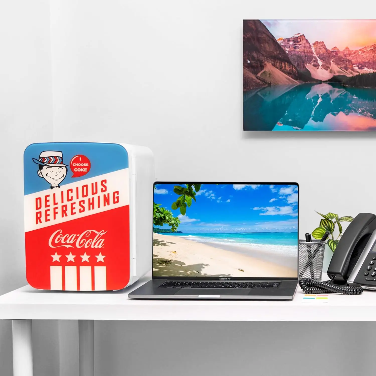 Retro Coca-Cola Mini Fridge for Bedroom - Car, Office Desk & College Dorm Room - 10L/12 Can Small Refrigerator - AC/DC 12V