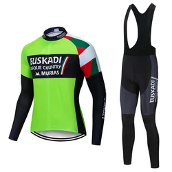 EUSKADI Team Men's Cycling Clothing Bib Long Sleeve Distance Jersey Set Breathable Man Autumn Suit Summer Bike Maillot Bicycle