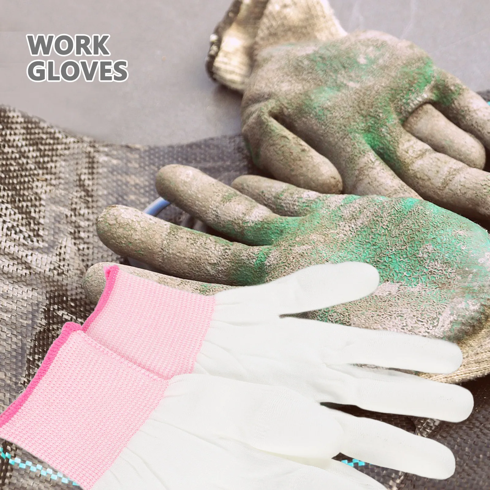 

12Pairs Antistatic PU Coated Nylon Gloves Quilting Safety Work Gloves for Sewing Electronics Lab Hospitals Pink