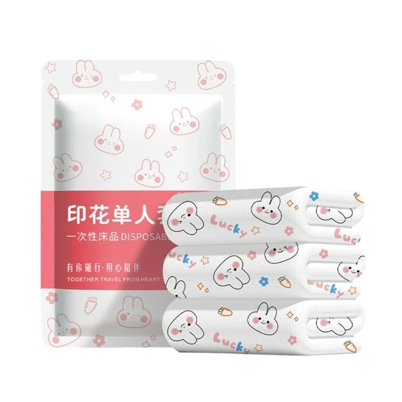 Temporary Stay Bedding Solution Disposable Sheet Duvet Pillowcase with Rabbit A2BB