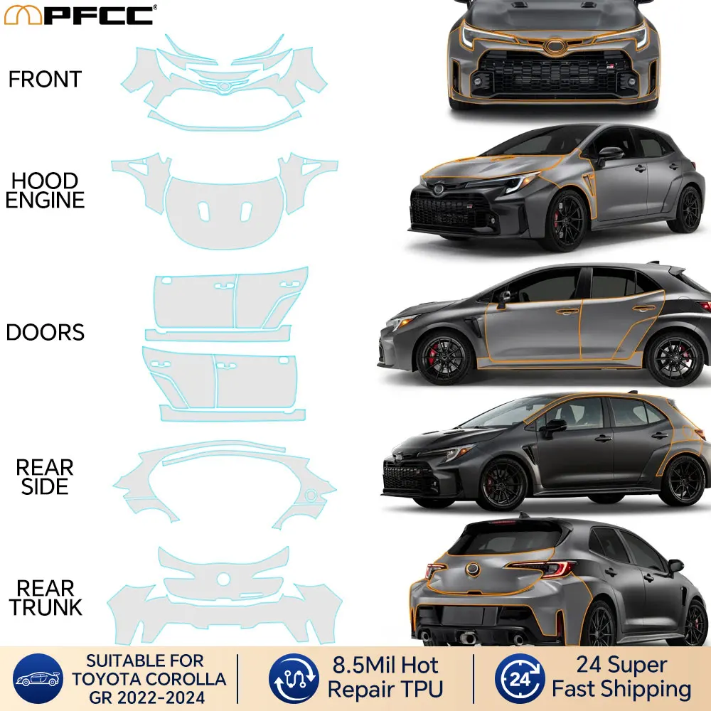 

PFCC Pre Cut for Toyota Corolla GR 2023 2024 PPF Clear Car Paint Protection Film Car Decal Wrap Film Kit Sticker Anti-scratch