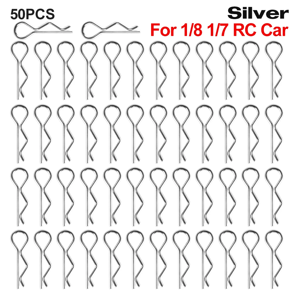 9IMOD 50pcs RC Body Clips 1/7 1/8 1/10 1/12 1/14 1/16 1/18 Metal R Buckles Car Truck Buggy Shell Pins RC Cars Parts