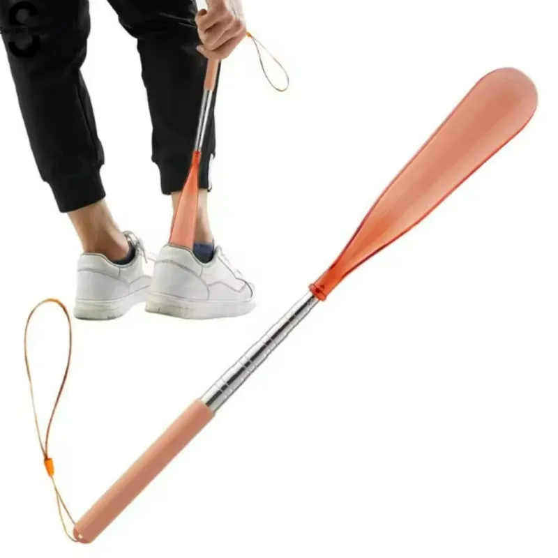 Long Handle Adjustable Shoehorn | Stainless Steel Telescopic Rod | Effortless Slip-On Helper for Elderly, Men & Women
