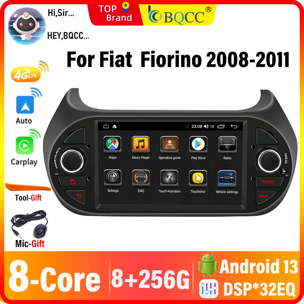 

BQCC 8 Core 7'' Car Radio For Fiat Fiorino 2008-2011 Android 13 Wireless CarPlay Android Auto WIFI GPS RDS Multimedia Car Audio