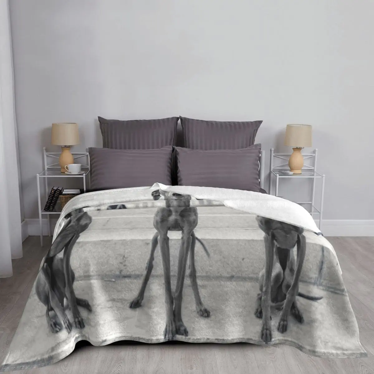 Greyhound Whippet Lurcher Galgo Dog Blanket Flannel Print Portable Warm Throw Blanket for Home Couch Rug Piece