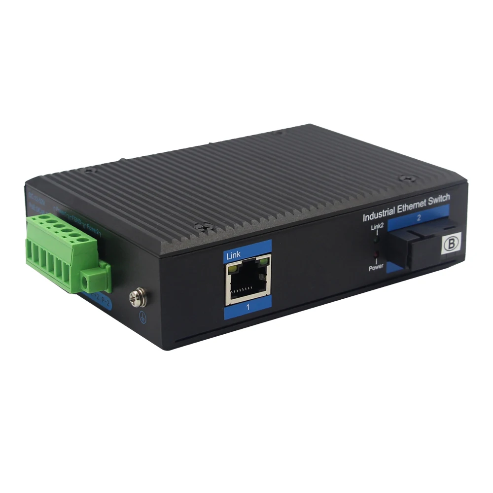 Mini Industrial 100BASE-FX 10/100BASE-T 30W PoE Ethernet Media Converter Plug Play 20km Distance 1310nm Fiber Optic Equipment