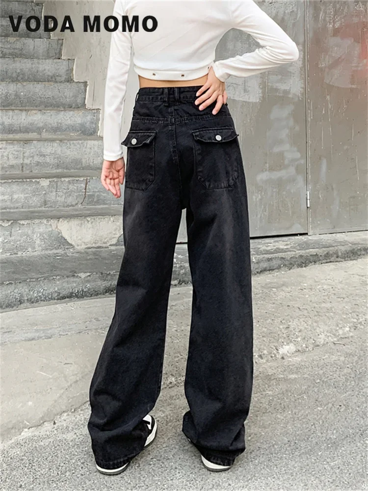 Nouveau rétro Tube droit balayage de sol Design femmes Denim pantalon haute rue à la mode polyvalent jean femmes été basique quotidien