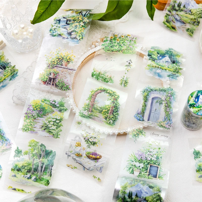 Journal GO 7x200cm Season of Greenery Tape Stickers for Diary Planner Scrapbooking Decor Scenery Outside of Window Masking Tape