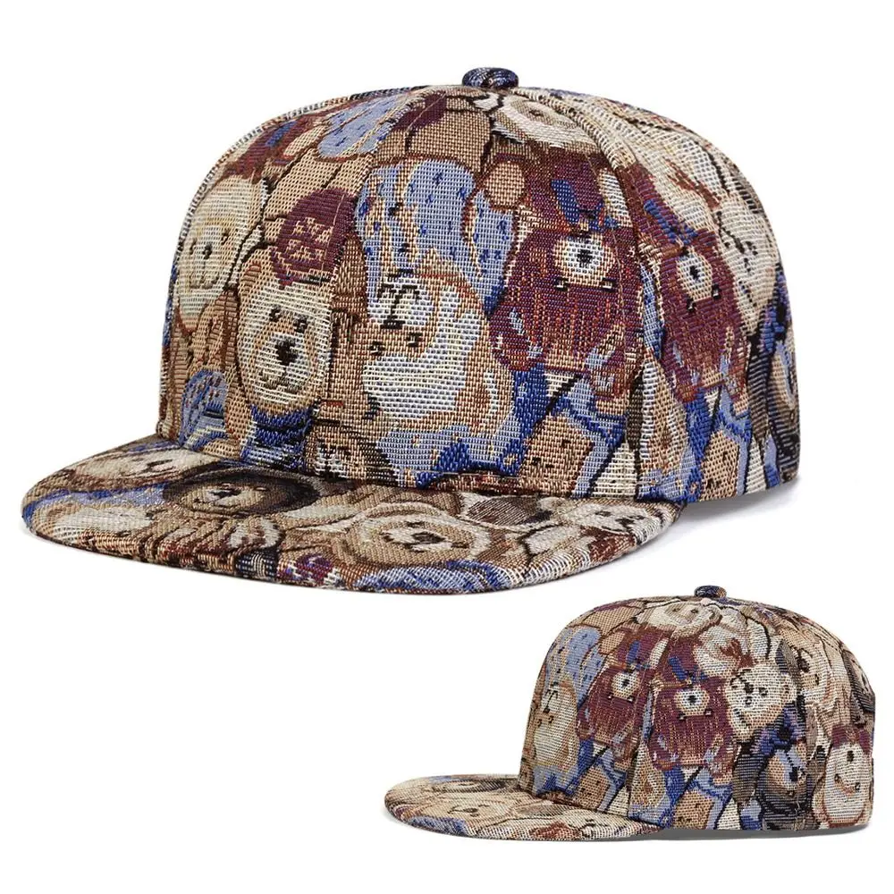

Fashion Cute Bear Print Children's Baseball Cap Cotton Cartoon Snapback Caps Flat Brim Kids Duckbill Cap