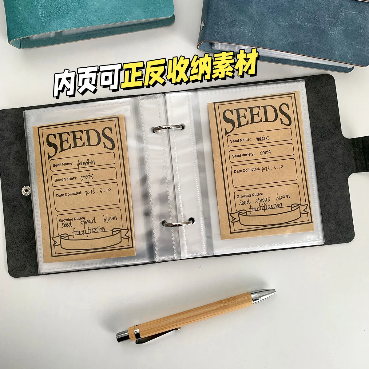 Journal GO 25pages PU Leather Flexi Organizer Book Photo Frame Card Collection Vintage Portable Notebook Scrapbook Stationery - view 4