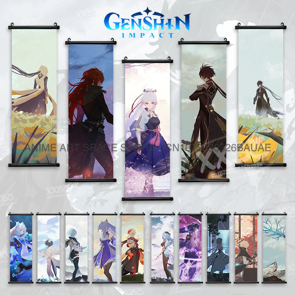 Genshin Impact Hanging Painting Posters Anime Canvas Home Decoration Kamizato Ayato Game Wall Art Scrolls Picture Computer Room