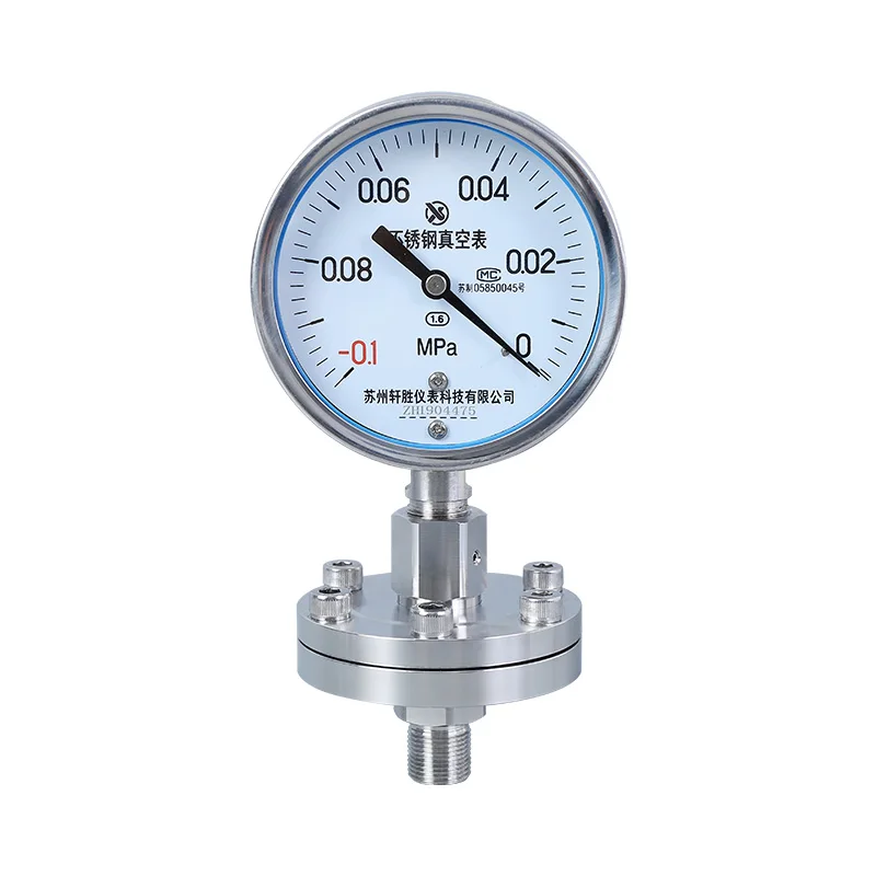 YTP-100BF -0.1-0MPa all stainless steel vacuum diaphragm pressure gauge ML threaded diaphragm pressure gauge