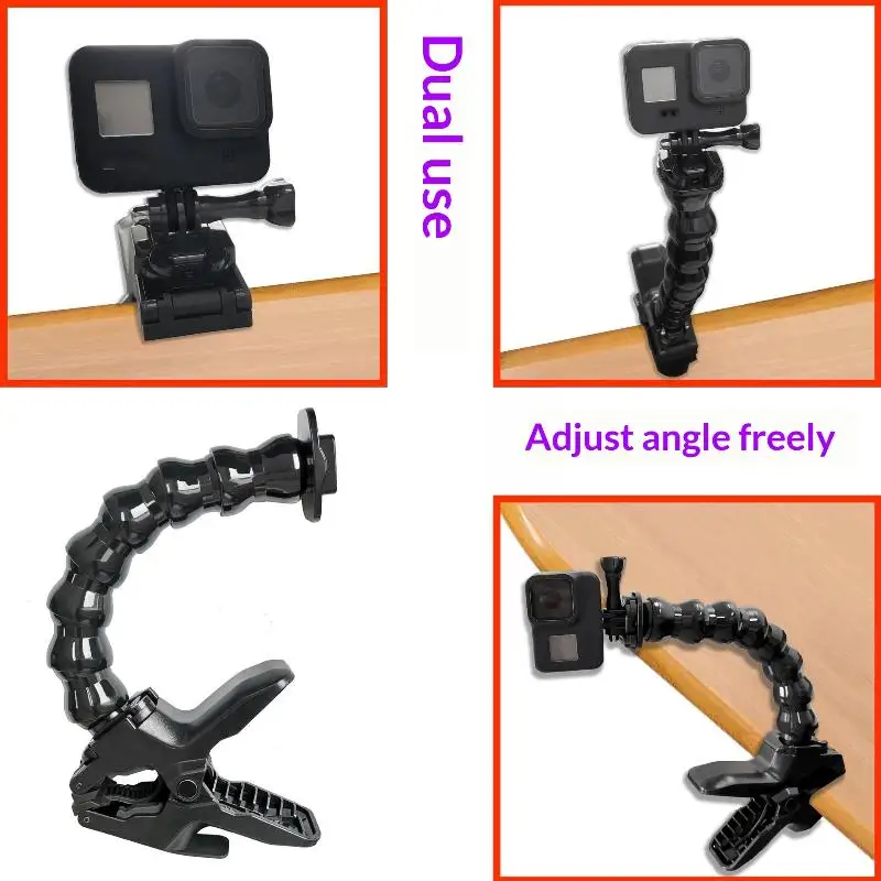 Adjustable Clamp Mount With 360 Degree Flexible Arm And Anti Slip Grip Perfect For Vlogging Outdoor Action Video Shooting