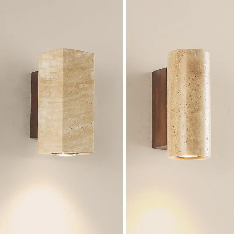 

Nordic Wabi-Sabi Style Yellow Travertine LED Wall Lamp, Japanese-Style Living Room Background Wall and Corridor Light, Creative