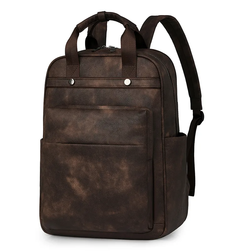 

Women's PU Leather Retro Backpack Female Multifunctional Business Anti-Theft Bag European American Fashion Student School Bag