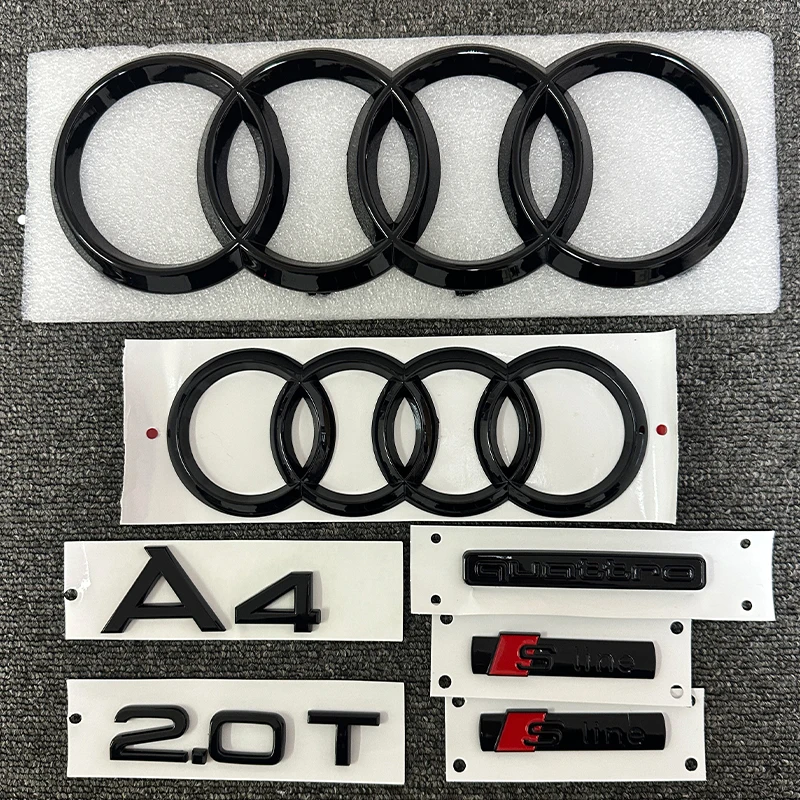 

The new ABS letter 3D sticker Quattro Sline 2.0T is suitable for the modification of Audi A4 2008-2017 glossy black suitcase.