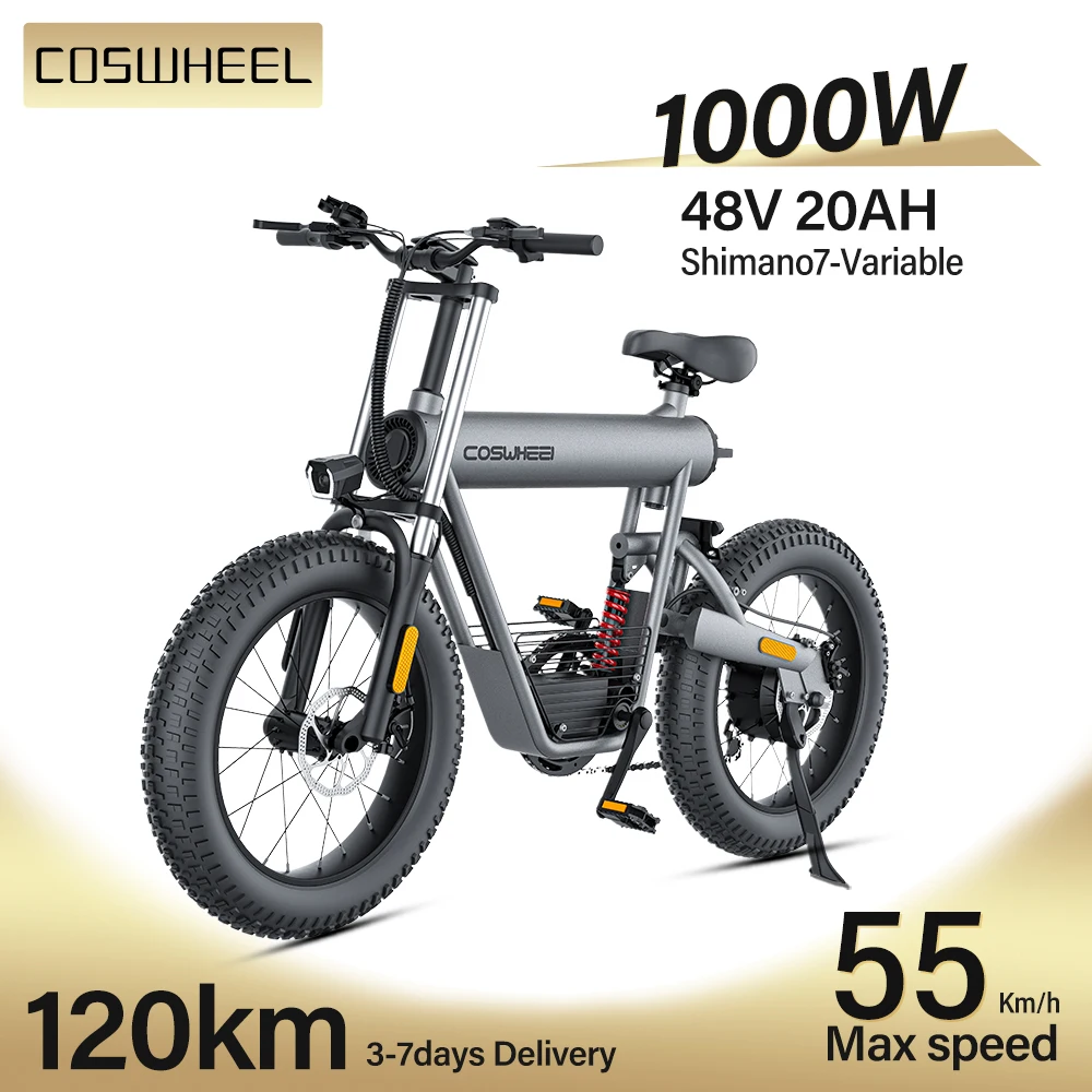 Electric Bike 1000W 55Km/hMountain bikes Motorcycles e bike 20Inch Fat tire 48V 20AH Bicycle Drit Bike Road Snow Electric Ebike