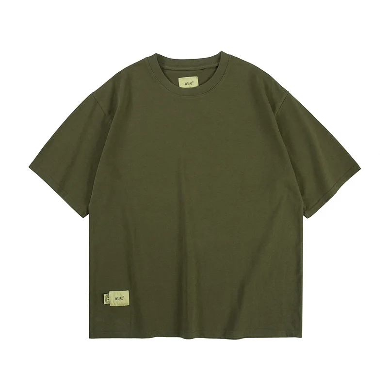 Heavy Fabric Cotton Oversized Military Green Black WTAPS T Shirt Casual Fashion Tee Tops Streetwear T-Shirt For Men Women