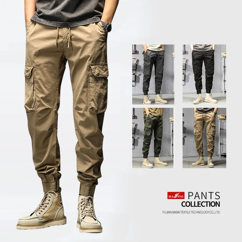 

BAPAI 2022 Summer Men Fashion Work Pants Outdoor Wear-resistant Mountaineering Trousers Work Clothes Street Fashion Cargo Pants