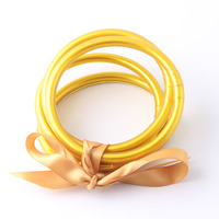 5PCS/set Golden Buddhist Rush Bracelets Temple Charm Buddha Girls Braclet Glitter Jelly Bangle Bracelets Set for Women