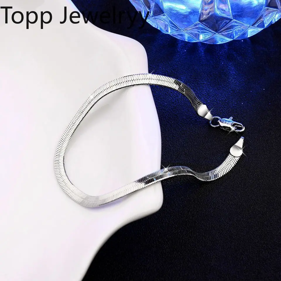 

new arrive 925 Sterling Silver 4MM Chain Bracelet for Women Men Blade Fashion Wedding Fine Jewelry Christmas Gift 8inches