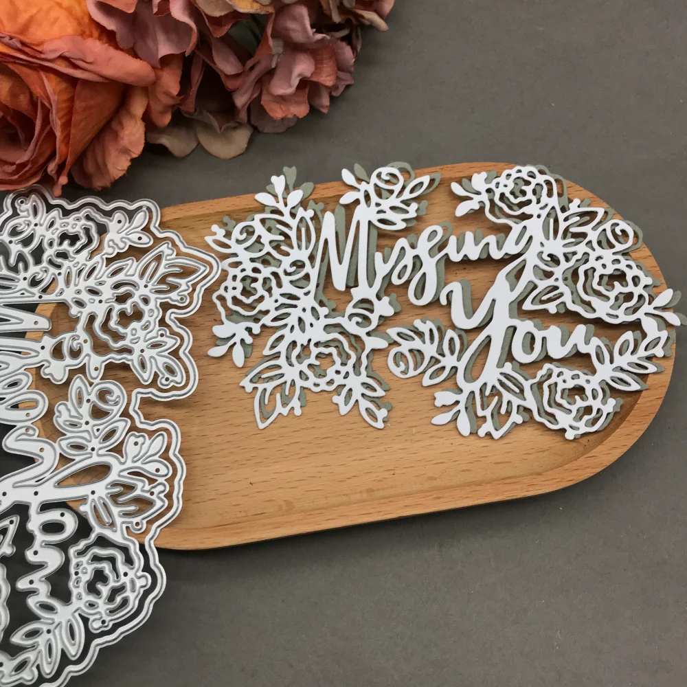 Letters and Flowers Metal Cutting Dies Stencils For DIY Scrapbooking Decorative Embossing Handcraft Die CutsTemplate