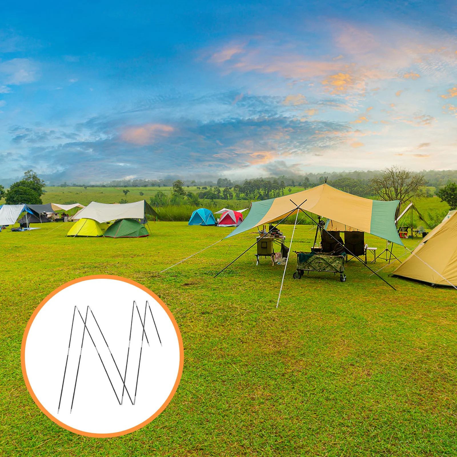 

2 pcs Outdoor Tent Poles Lightweight Foldable Fiberglass Camping Gear Replacement Awning Support Windproof Tarp for Travel