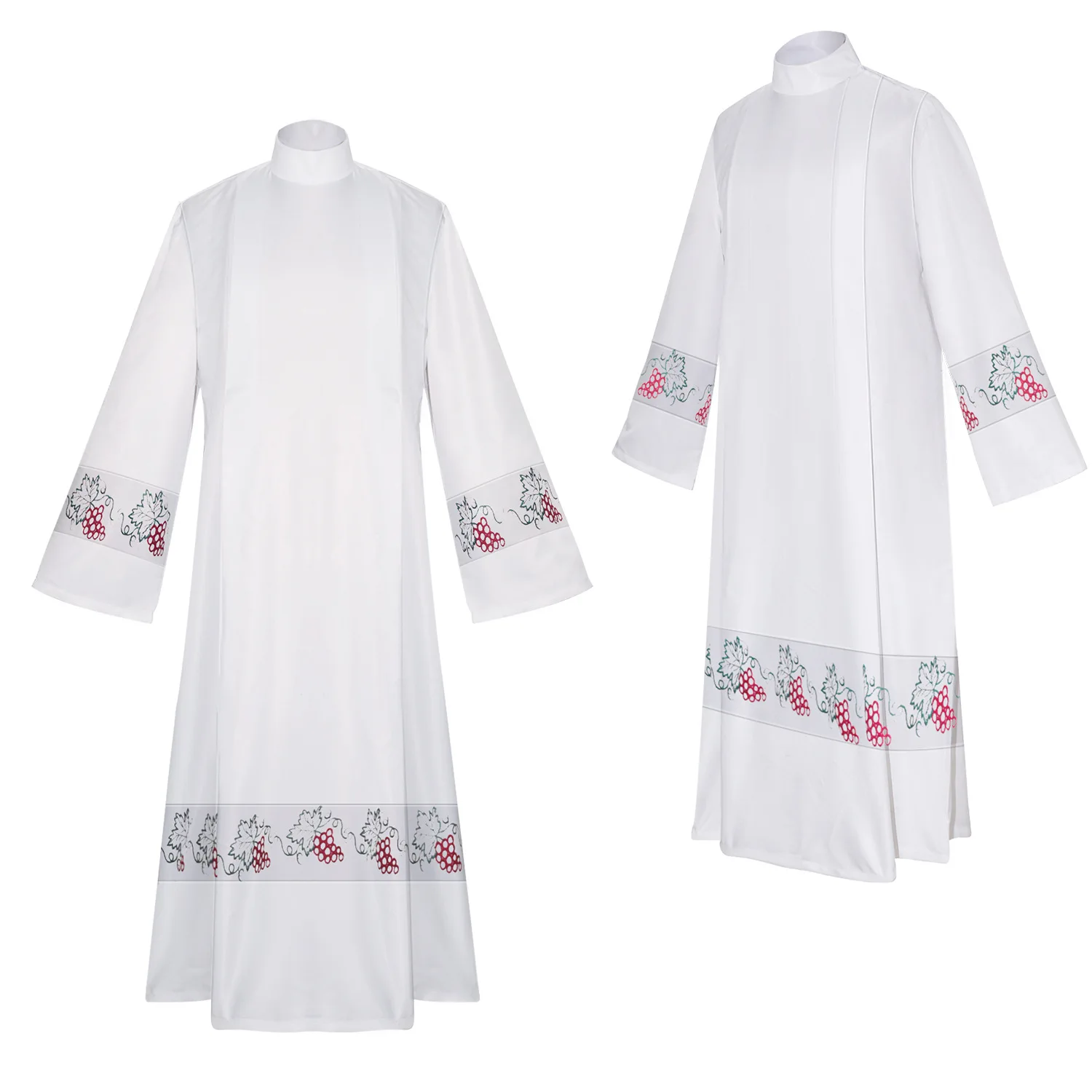 Church Clergy Uniform Medieval Grapevine Print Priest Mission Robe Long Dress Halloween Performance Cosplay Costume