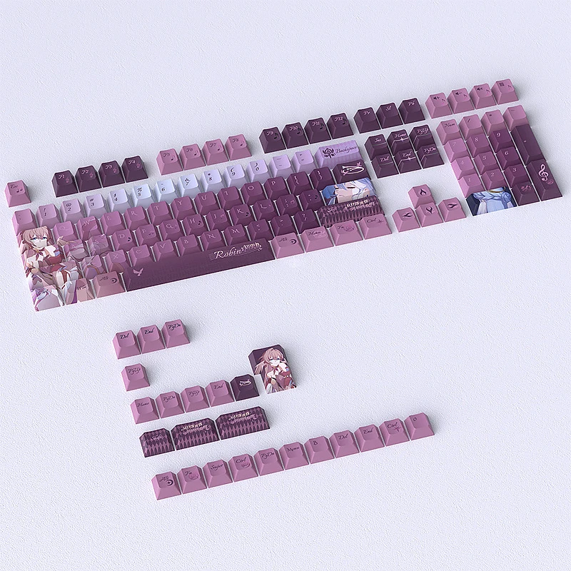 Robin Purple Keycaps Sublimation Original Factory Profile Small Full Set132Key customizationPBT