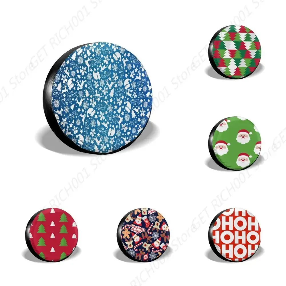 

Christmas Spare Tire Cover Reindeer Santa Cap Leaf Star Polka Dot Mistletoe Tree Waterproof Wheel Covers for Truck