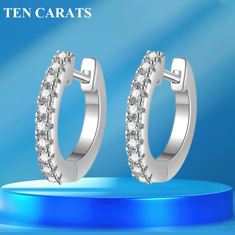 

TEN CARATS 1.1mm Moissanite ring earrings, classic round wedding jewelry for women, 100%925 sterling silver earrings, white gold
