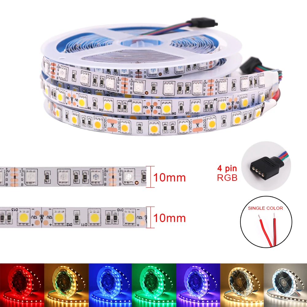 Listwy RGB LED wodoodporna SMD 5050 RGB CCT RGBCCT RGBW biała taśma LED 5M 300LED DC 12V 24V elastyczna taśma LED dioda