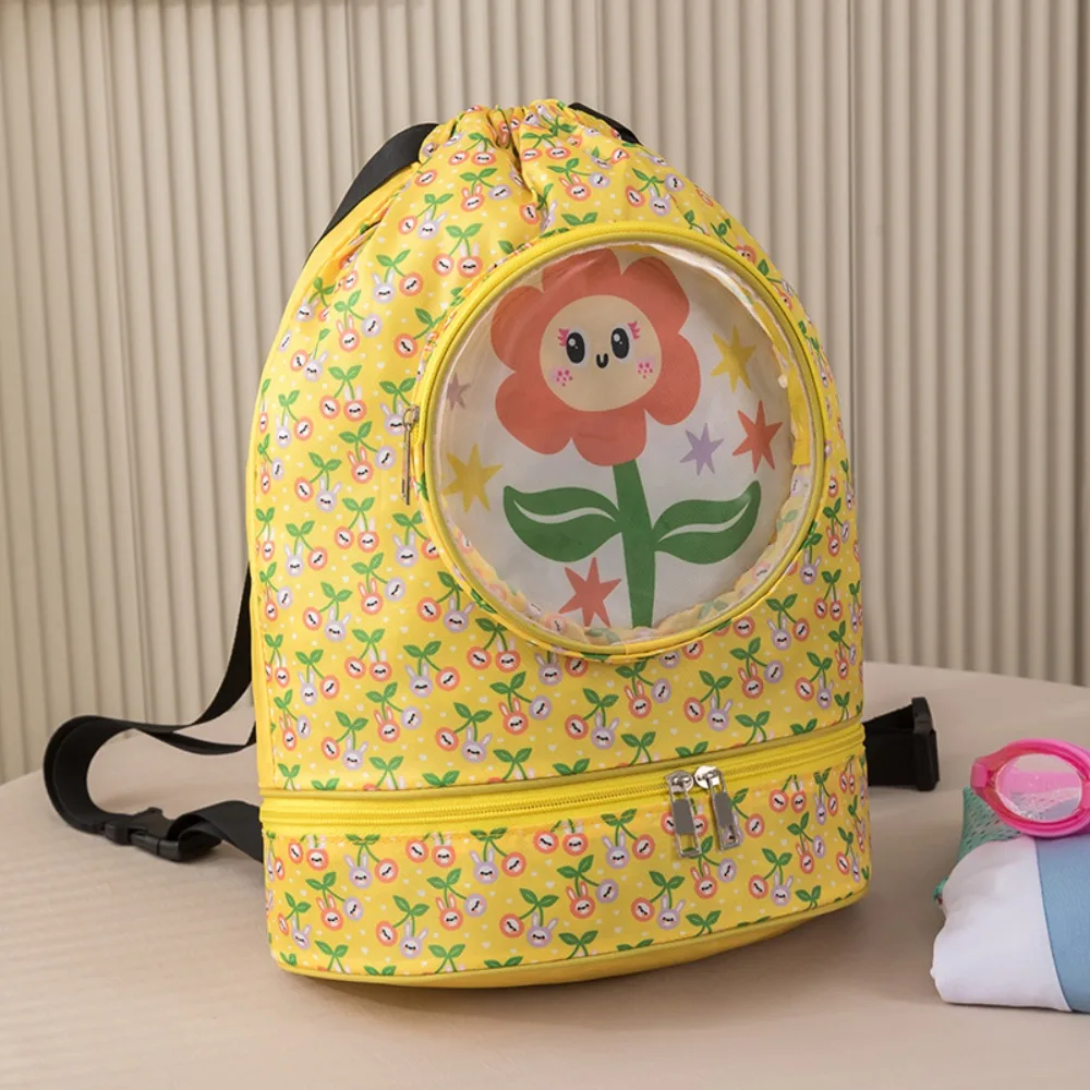 

Большая вместительная мультяшная сумка для плавания, водонепроницаемая сумка для хранения на шнурке для сухого и влажного разделения, многофункциональная сумка для влажной и сухой уборки, детская сумка