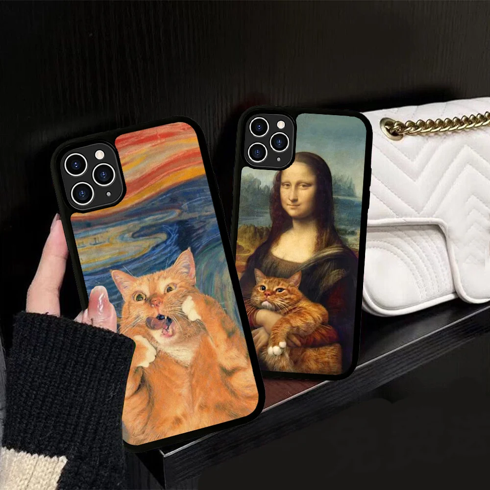 

Van Gogh Mona Lisa Fun Cat Art Phone Case Silicone PC+TPU For Samsung S10 20 30 22 23 24 Plus Lite Ultra Cover