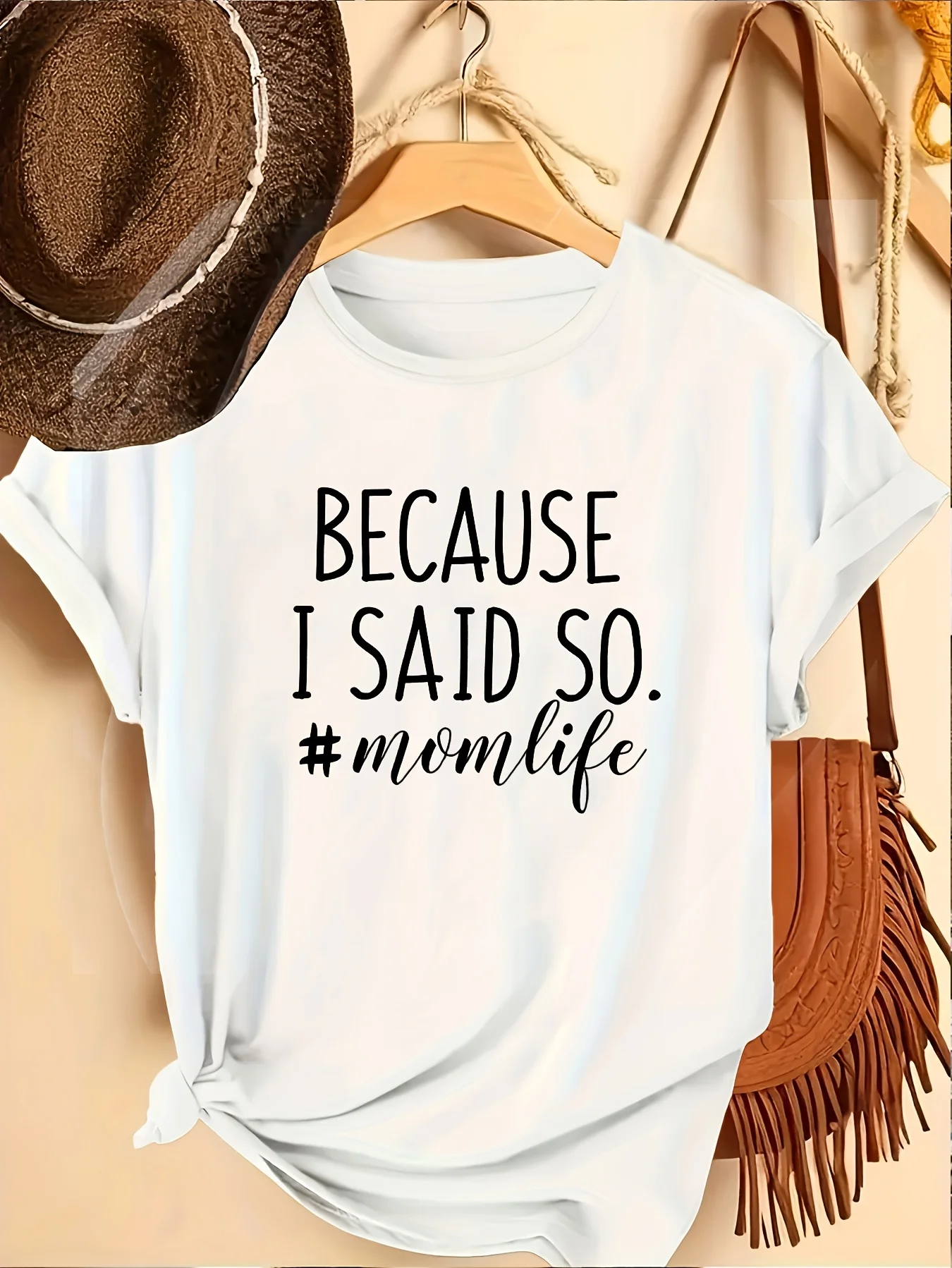 Women Because I Said So Momlife Funny T Shirt for Mom Gifts Short Sleeve Crew Neck Casual Blouse with Lettering Print