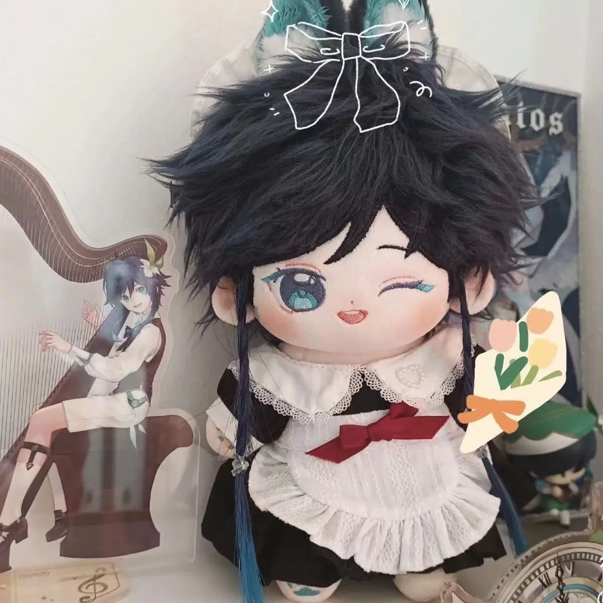 Dress-up Cotton Doll 20cm Genshin Impact Venti Stuffed Plush Pendant Toys for Kids Adult Collectible Gift Animation Game Fans