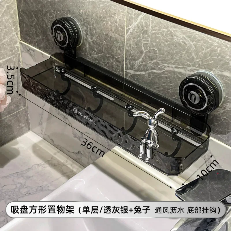 Bathroom Suction Cup Storage Rack, Non Perforated Triangular Frame, Bathroom, Toilet, Wall Mounted Washbasin Storage Rack