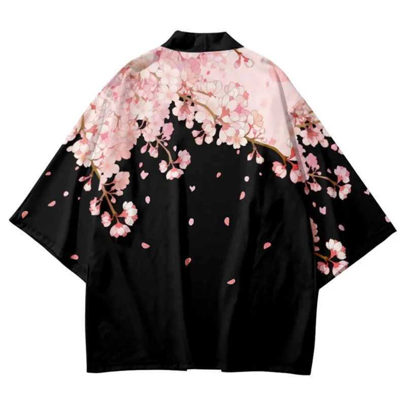 ملابس آسيوية للرجال والنساء ، كيمونو هاوري ، سترة آسيوية ، طباعة زهور ، قميص هاواي ، يوكاتا كبيرة الحجم ، شاطئ ياباني ، كبيرة الحجم